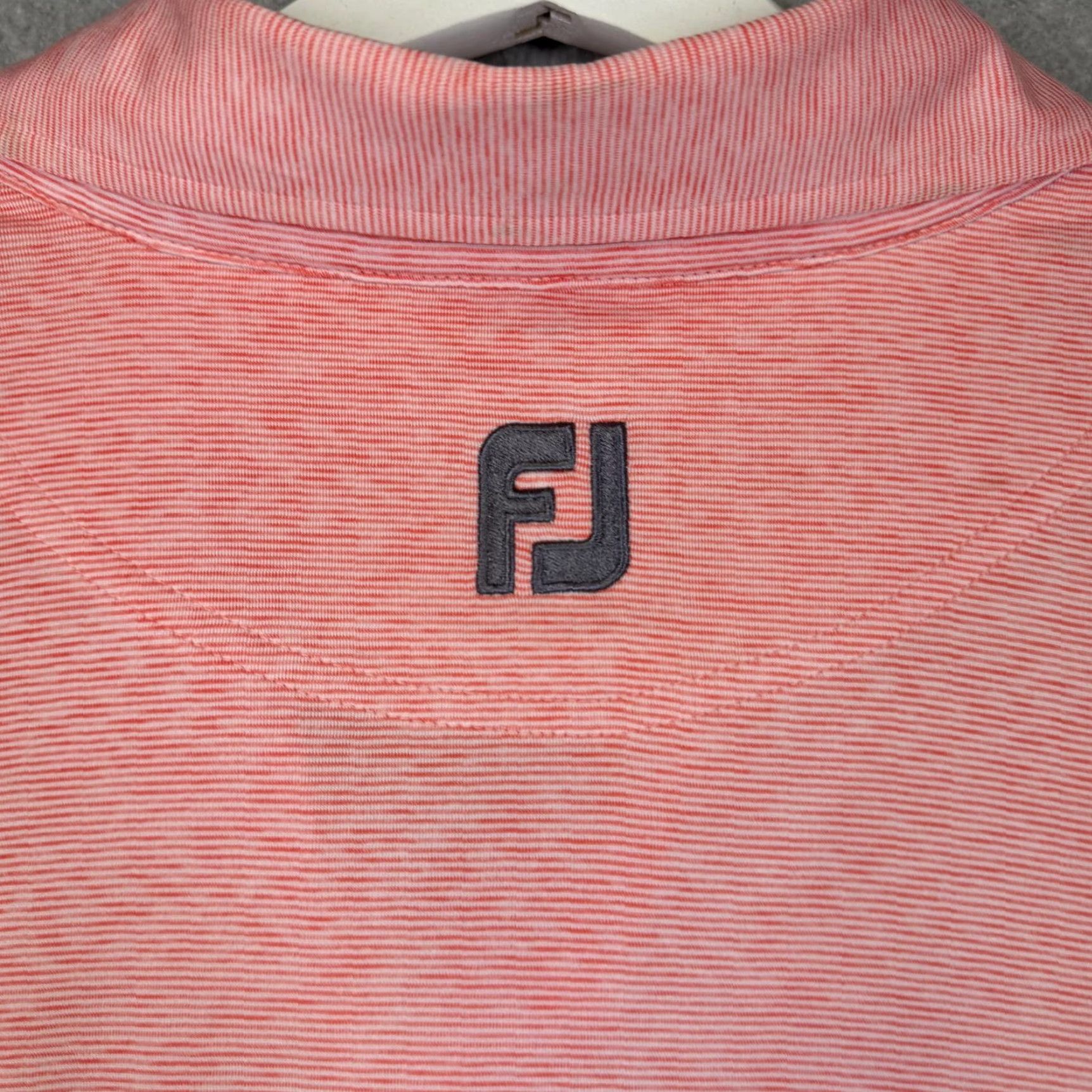 Footjoy FootJoy Polo Shirt Men L Coral Orange Striped Golf Performance Short Sleeve Size US L / EU 52-54 / 3 - 7 Thumbnail