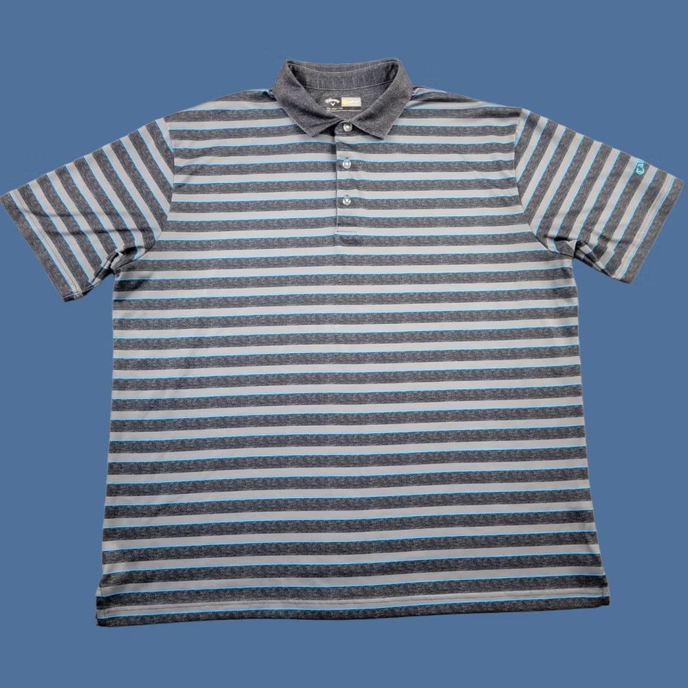Callaway VINTAGE? No. Callaway Golf Polo Mens 2XL Gray Blue Stripe Upti-Dri Sports Outdoor Casual Size US XXL / EU 58 / 5 - 1 Thumbnail
