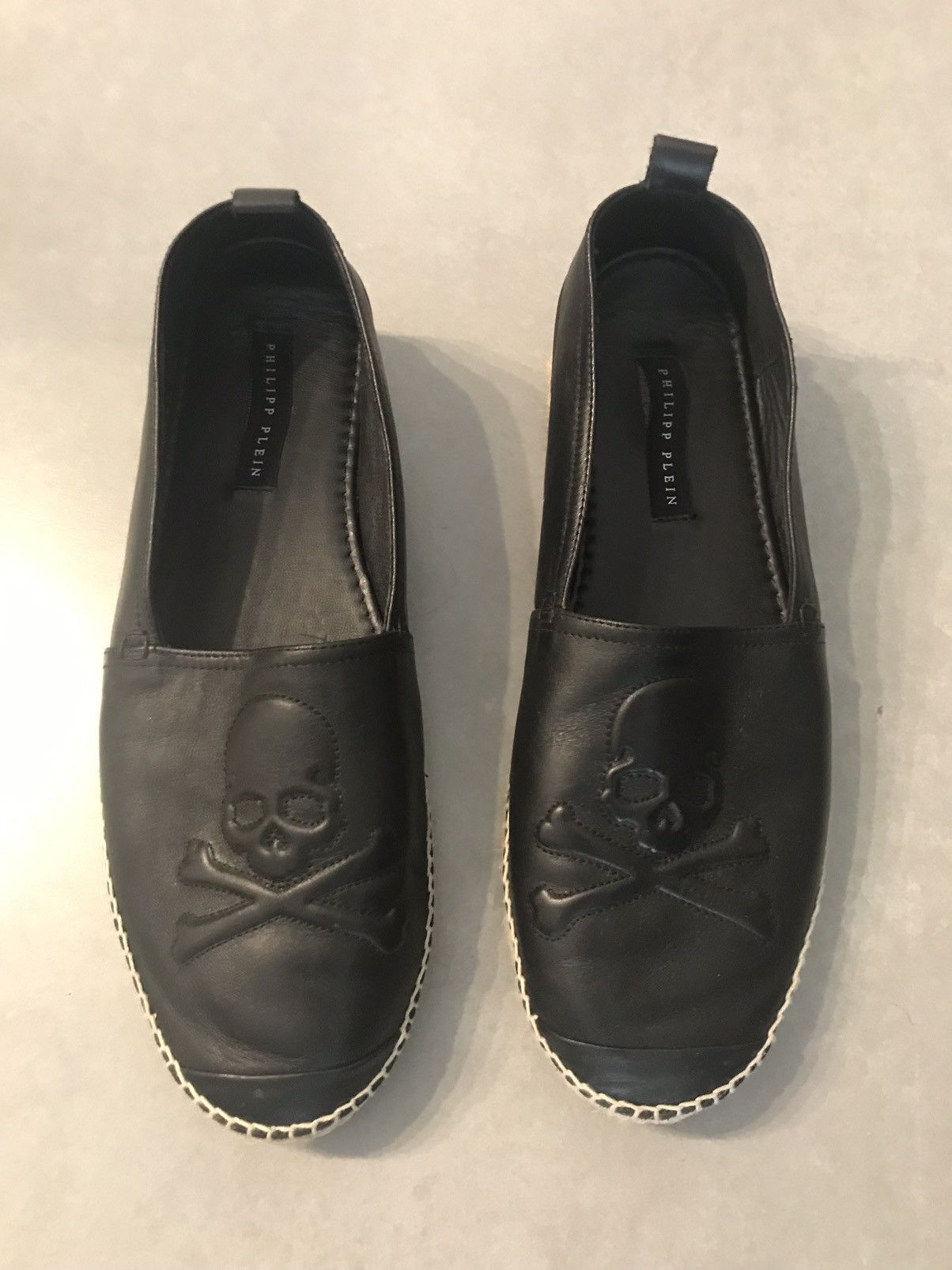 image of Philipp Plein Black Leather Espadrilles Shoes, Men's (Size 11)