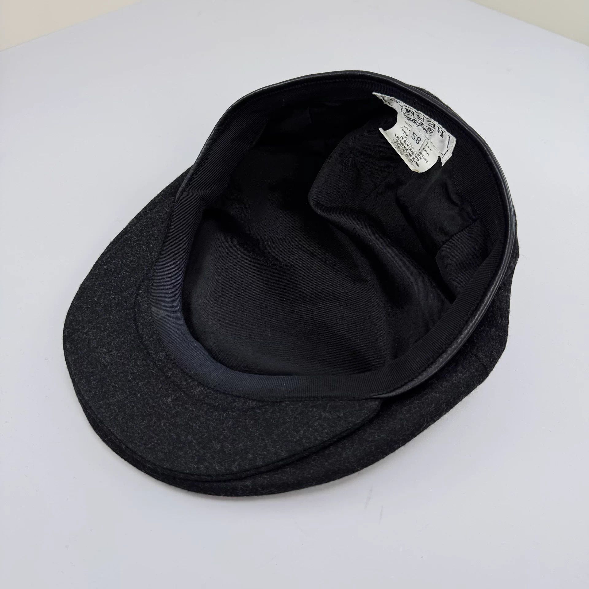Hermes Hermes Black & Gray Wool Beret 58cm 98 New Size ONE SIZE - 6 Thumbnail
