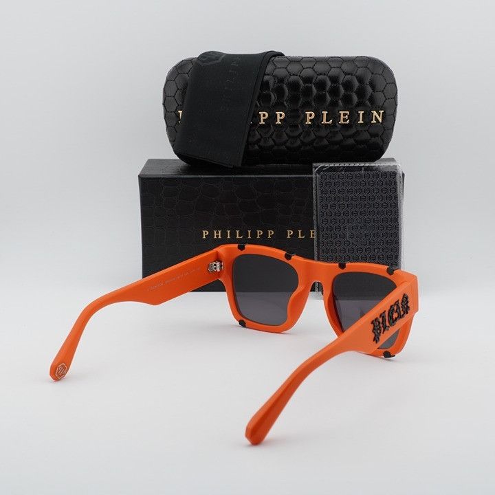 Philipp Plein Philipp Plein SPP042W V47F Sunglasses Orange Square Frame Size ONE SIZE - 10 Thumbnail