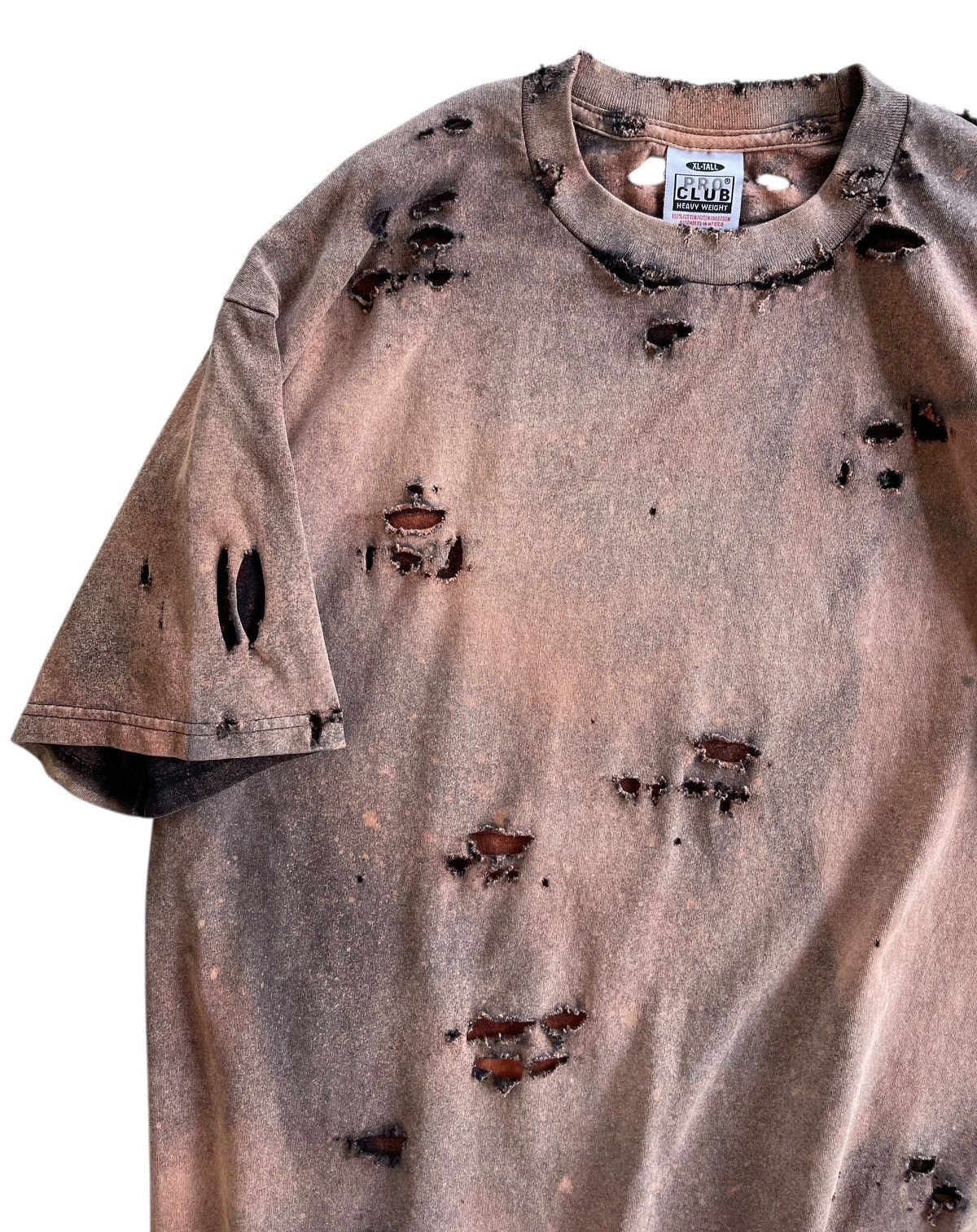 Vintage Thrashed!!! Distressed Acid Wash Grunge Pro Club Shirt Size US XL / EU 56 / 4 - 6 Thumbnail