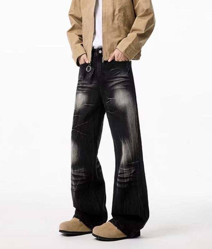 Vintage Men's American-Style Washed & Distressed Wide-Leg Jeans Size US 32 / EU 48 - 5 Thumbnail