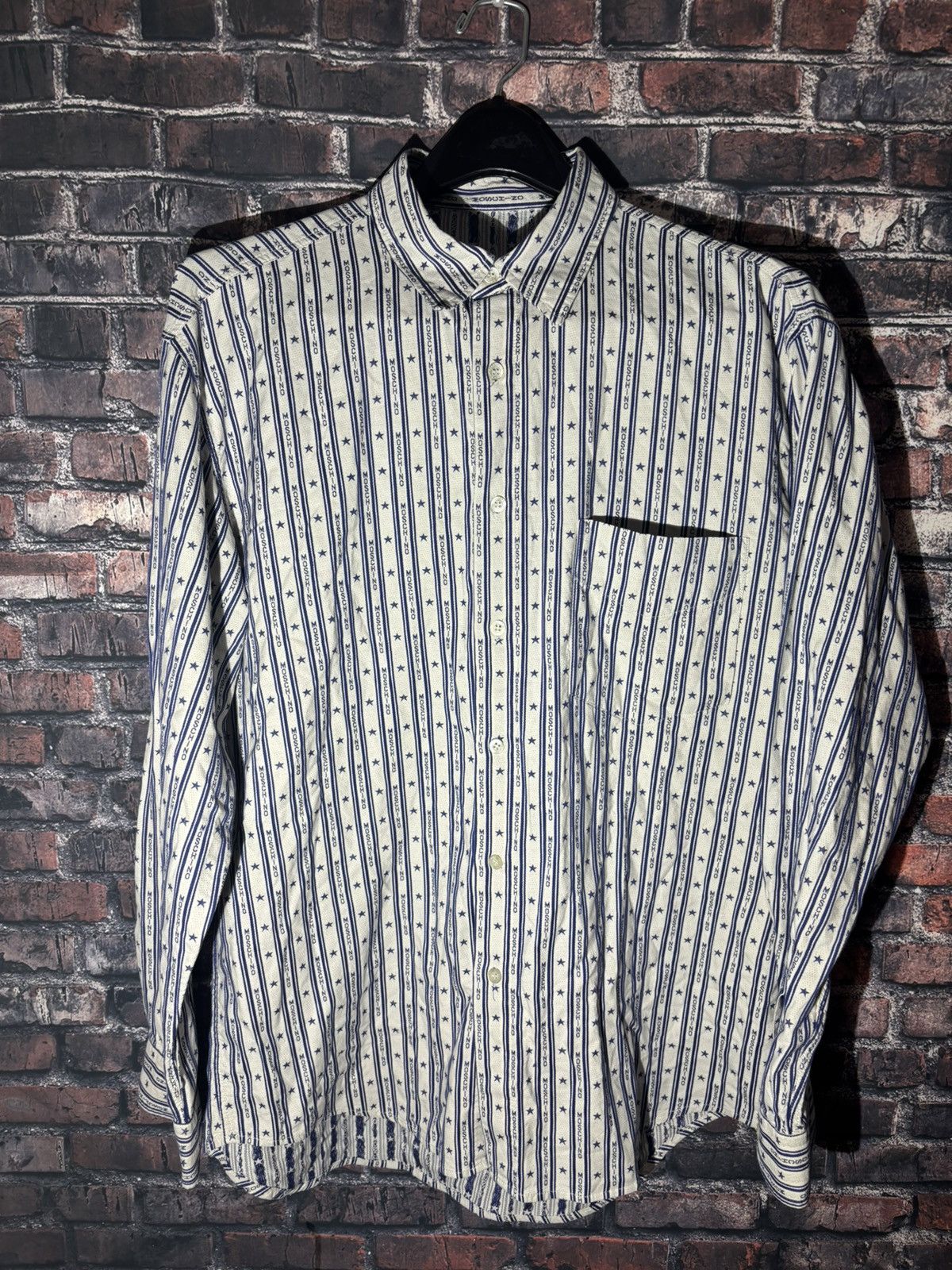 Moschino Vintage Moschino Jeans Logo Star Stripe Button-Up Shirt XL Size US XL / EU 56 / 4 - 3 Thumbnail