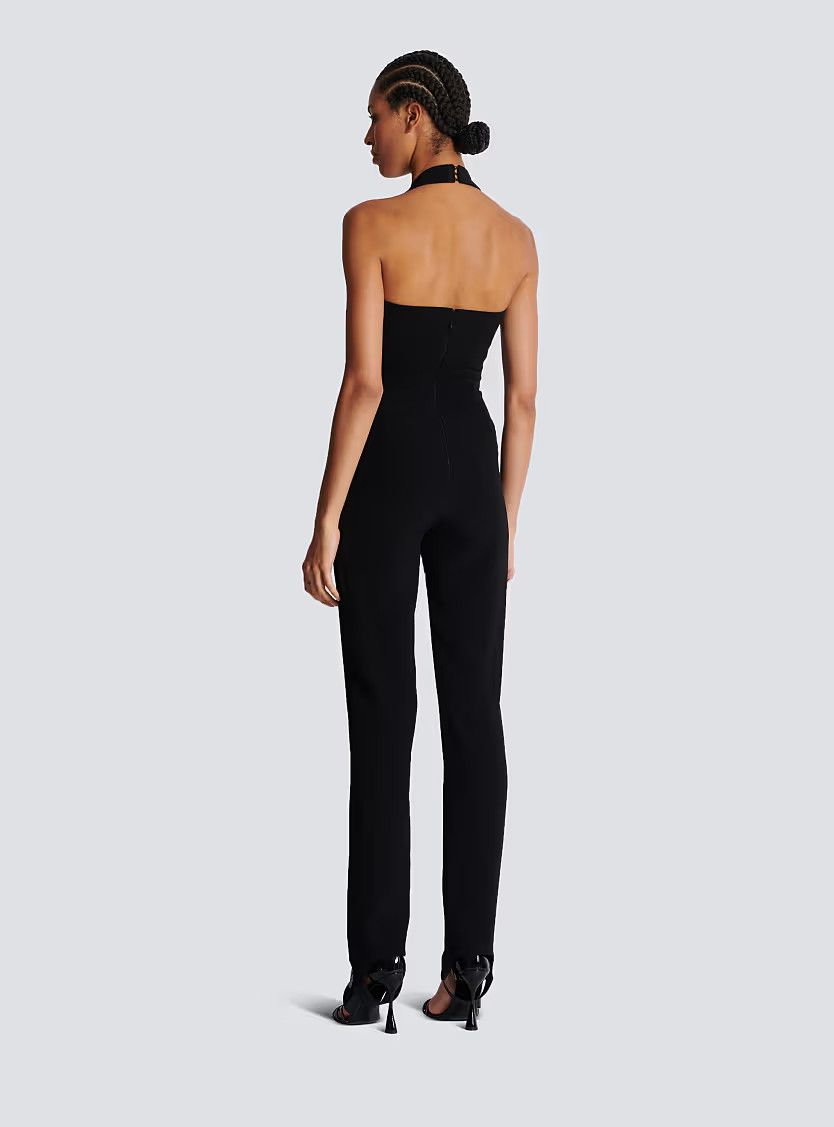 Balmain o1s1wg110725 Crepe Tailored Jumpsuit in Black Size 30" / US 8 / IT 44 - 7 Thumbnail