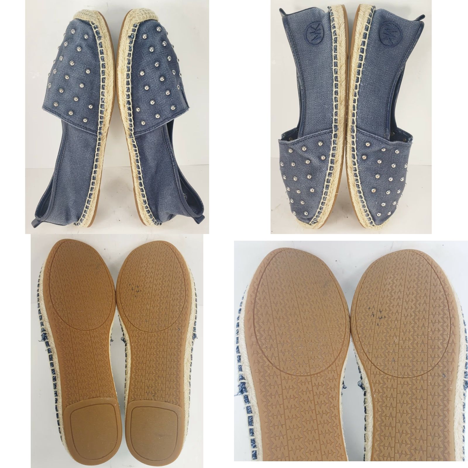 Michael Kors VINTAGE? Michael Kors Women's Denim Espadrille Flats 6.5 Blue Denim Flat Cushioned Studded Silver Beads Shoes Womens Size US 7 / IT 37 - 8 Thumbnail