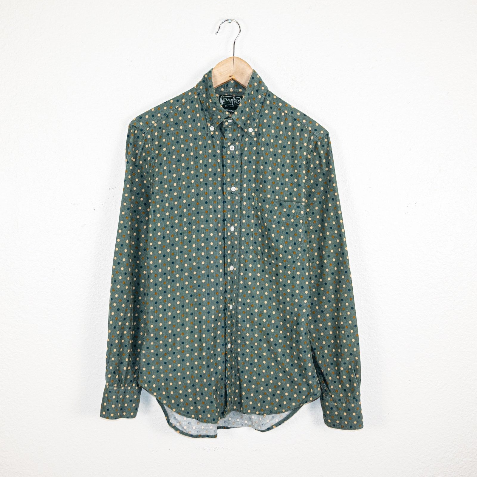 Gitman Bros. Gitman Bros VINTAGE Corduroy Button Down Shirt Green Dot Size US S / EU 44-46 / 1 - 1 Thumbnail