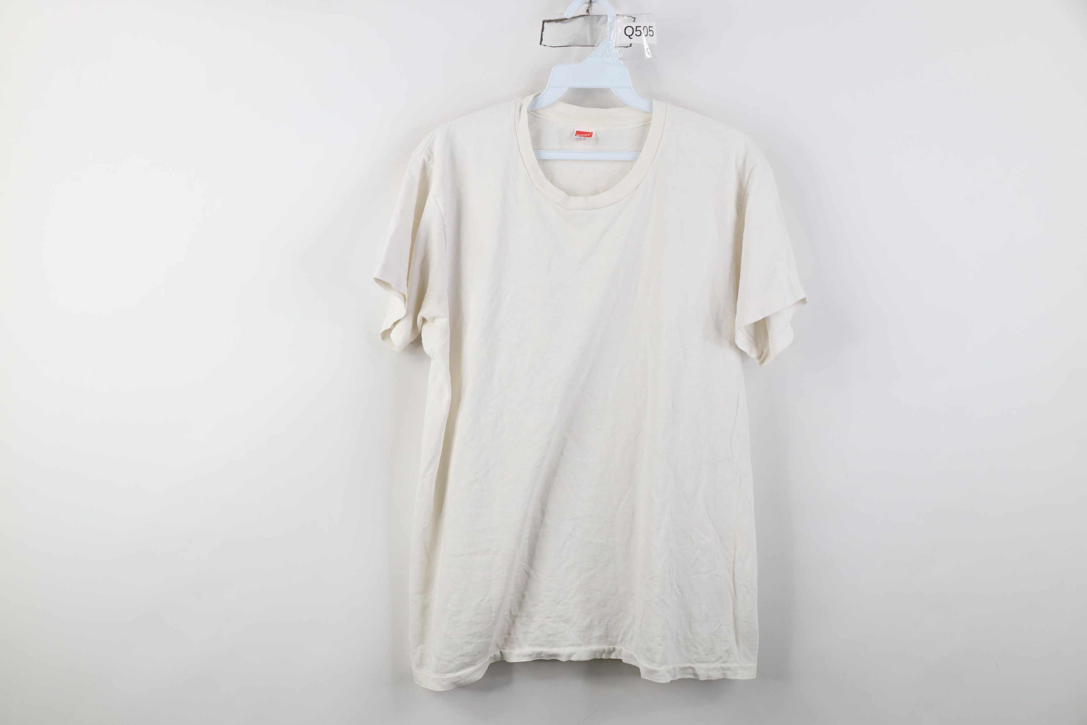 Hanes Vintage 80s 90s Hanes Blank Cotton T-Shirt White USA Size US L / EU 52-54 / 3 - 1 Thumbnail