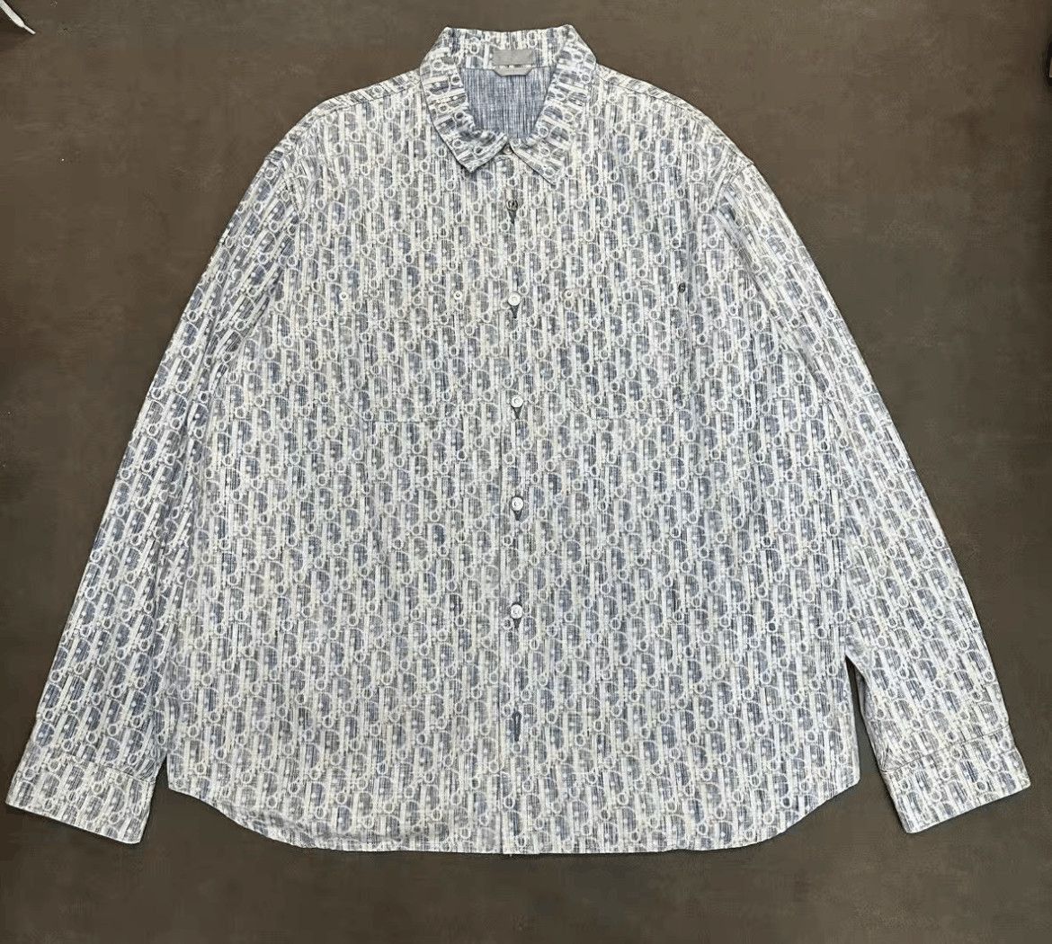 Sz 44 Dior Logo Print Monogram Denim Shirt Jacket-2507