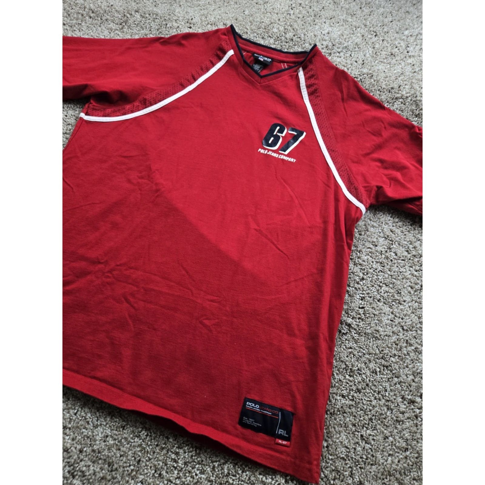 Polo Ralph Lauren VINTAGE Polo Jeans Co Shirt XL Mens Red Short Sleeve Graphic USA Made Y2K Size US XL / EU 56 / 4 - 2 Thumbnail