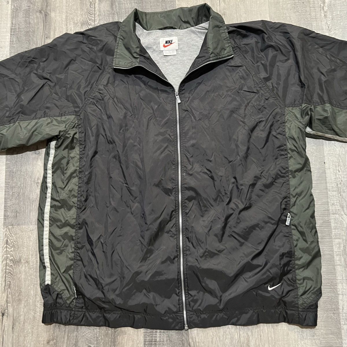 Nike × Vintage VTG Nike 90s White Tag Black Full Zip Windbreaker Jacket Size US XL / EU 56 / 4 - 4 Thumbnail