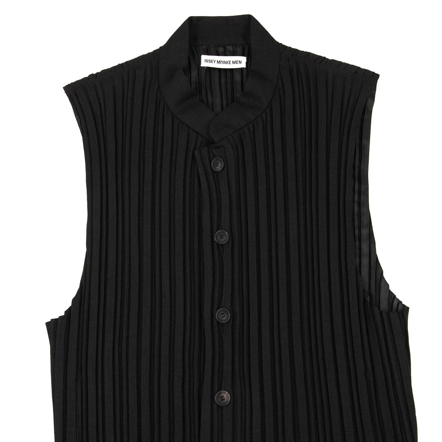 Issey Miyake Pleated Stand Collar Vest in Black XL Size US XL / EU 56 / 4 - 2 Thumbnail