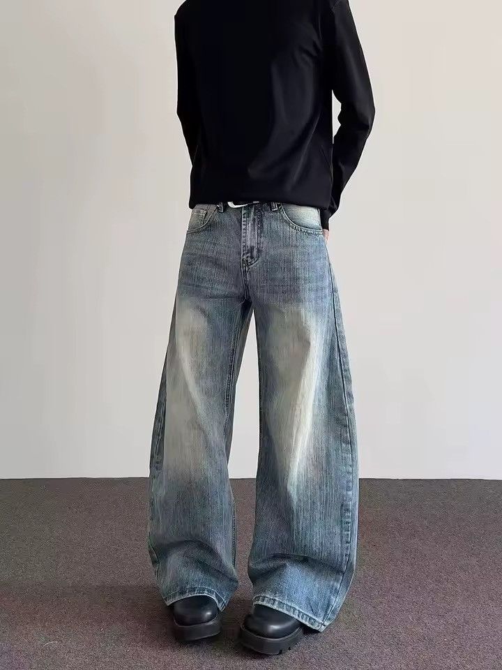 Jean Retro Style Washed Y2k Straight Flared Jeans Trousers Size US 32 / EU 48 - 4 Thumbnail