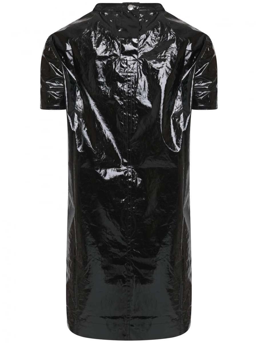 RICK OWENS DRKSHDW COATED TUNIC T-SHIRT DRESS IN BLACK
