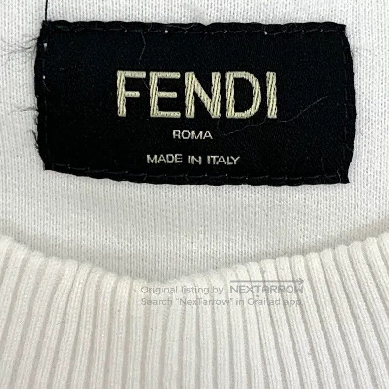 Fendi Fendi White Logo Letter Raised Cotton Crew Neck Long-Sleev Size US XL / EU 56 / 4 - 7 Thumbnail