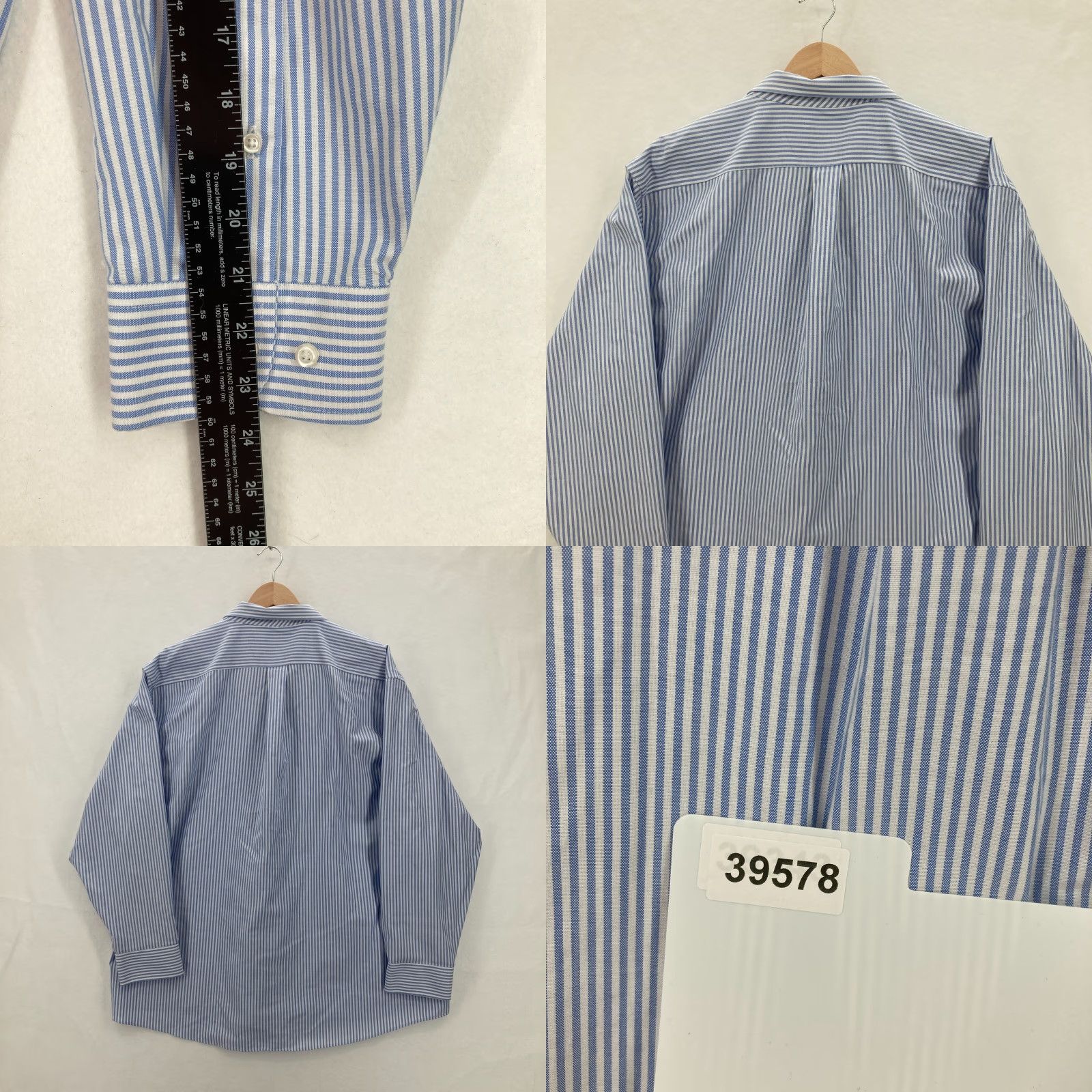 Stafford Stafford Coolmax Shirt Mens 2XL Blue Striped Button Down Long Sleeve Work Dress Shirt Size US XXL / EU 58 / 5 - 8 Thumbnail