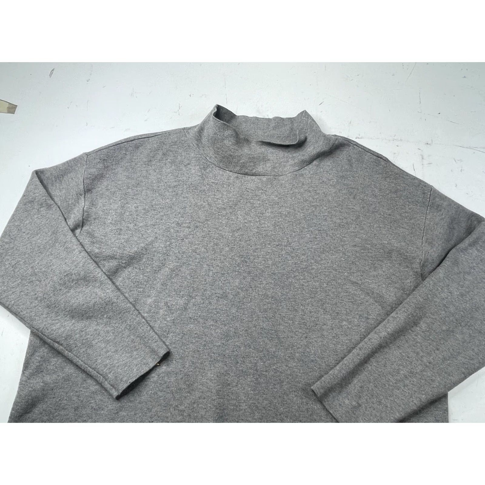 Quince Quince Women Mock Neck Knit Stitch Pullover Heather Grey Top XL Size XL / US 12-14 / IT 48-50 - 2 Thumbnail