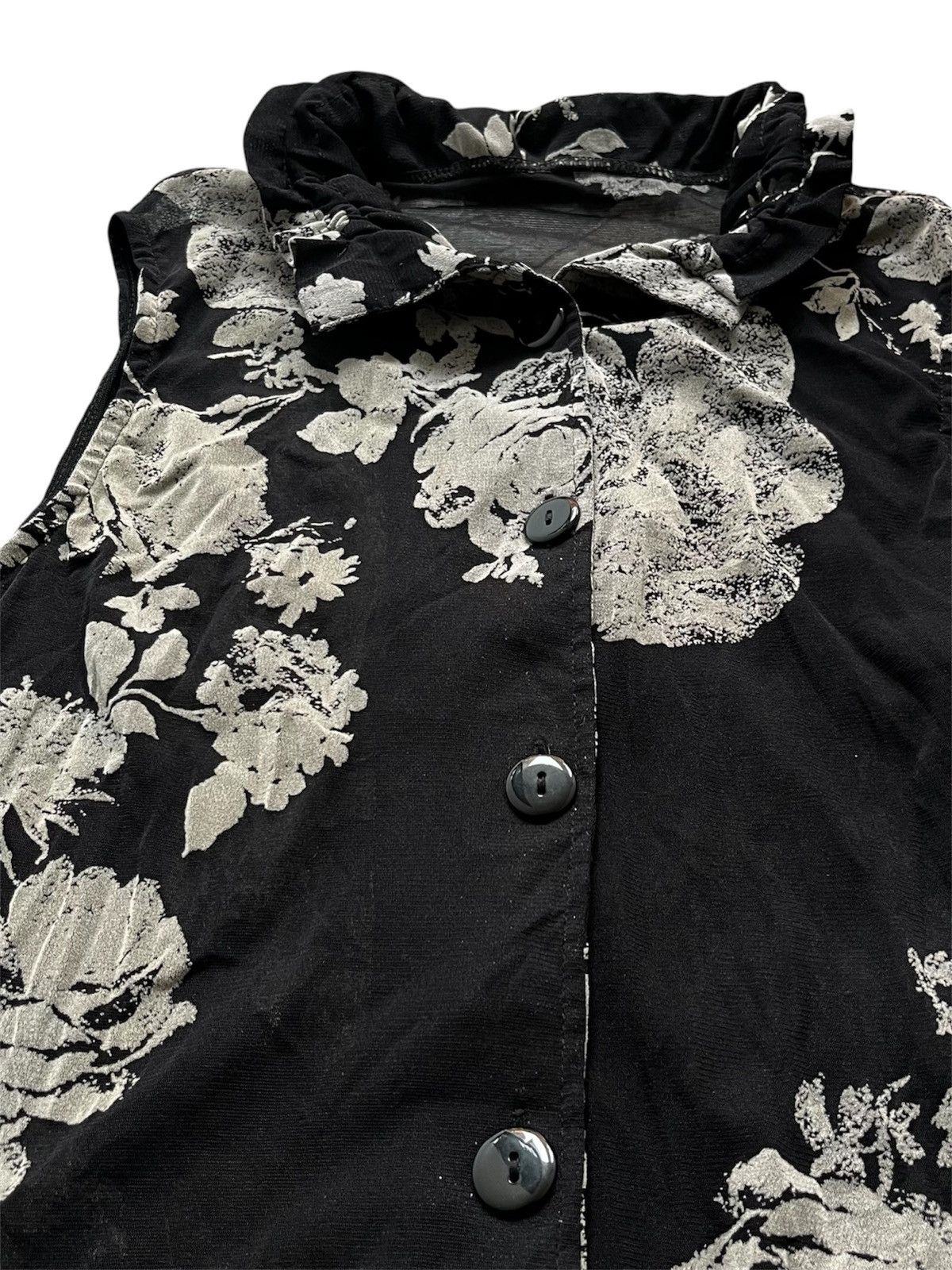 Japanese Brand 2000s Vkei St Helena Mesh Top Button Blouses Size M / US 6-8 / IT 42-44 - 5 Thumbnail