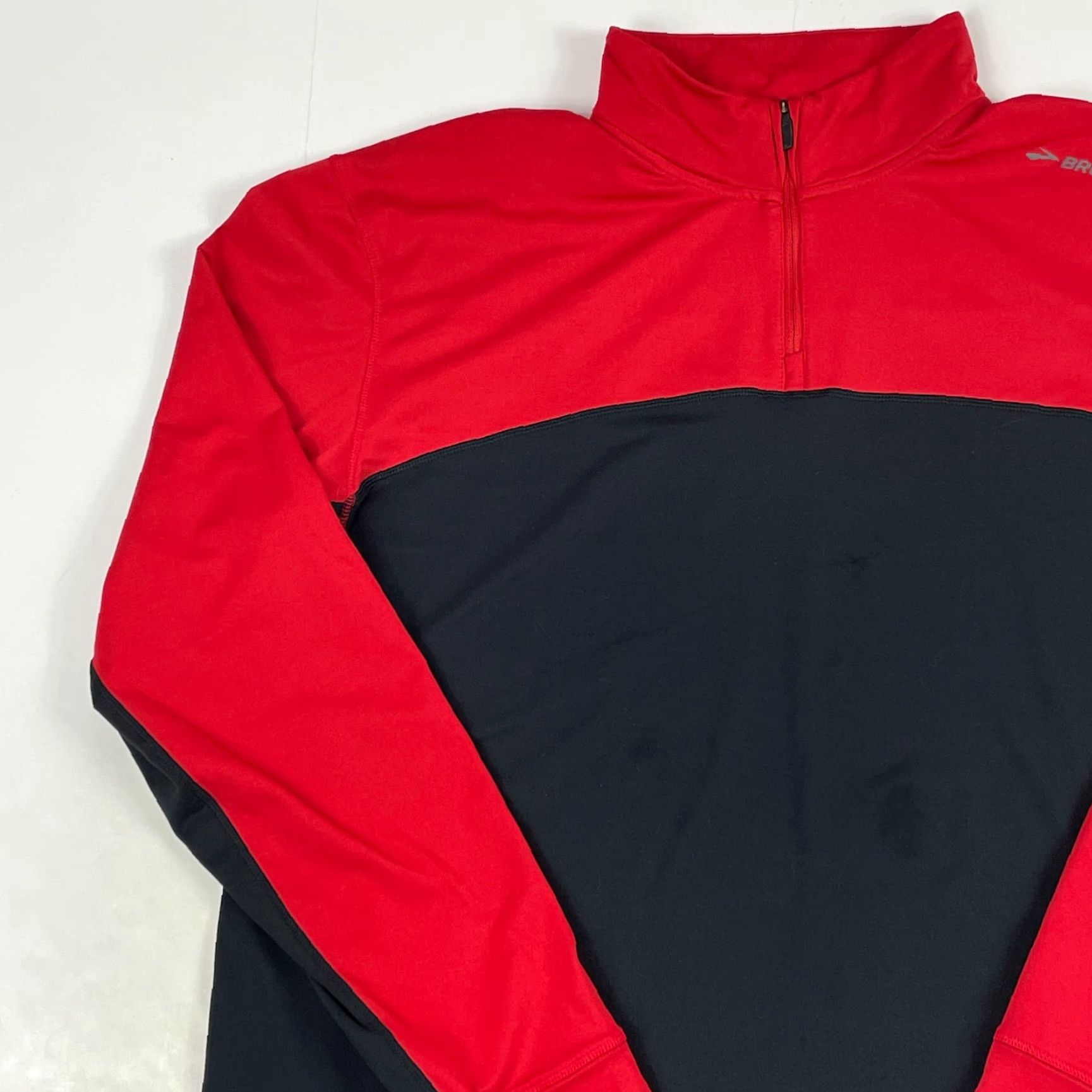 Brooks Brooks Shirt Mens Large Red 1/4 Zip Pullover Running Gym Workout Stretch Activewear Casual Outdoor Weather: Fall Winter Spring Size US L / EU 52-54 / 3 - 2 Thumbnail
