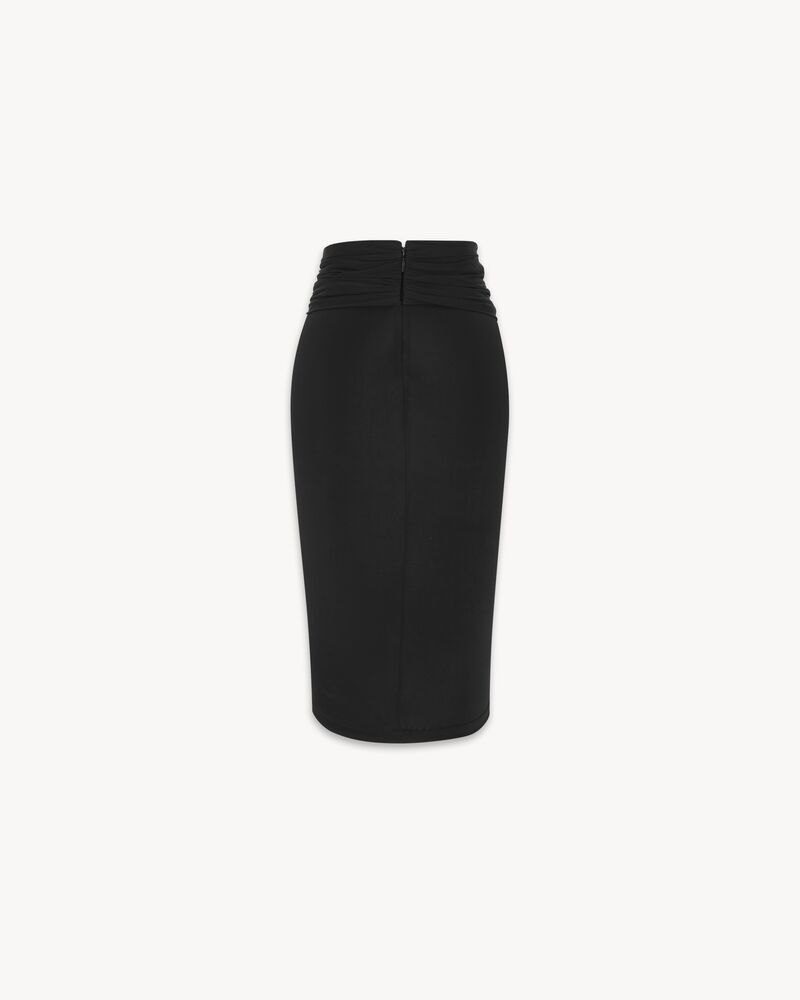 Saint Laurent Paris o1b1hav111125 776439 Draped Pencil Skirt in Shiny Jersey Size 25" / US 0 / IT 36 - 2 Thumbnail