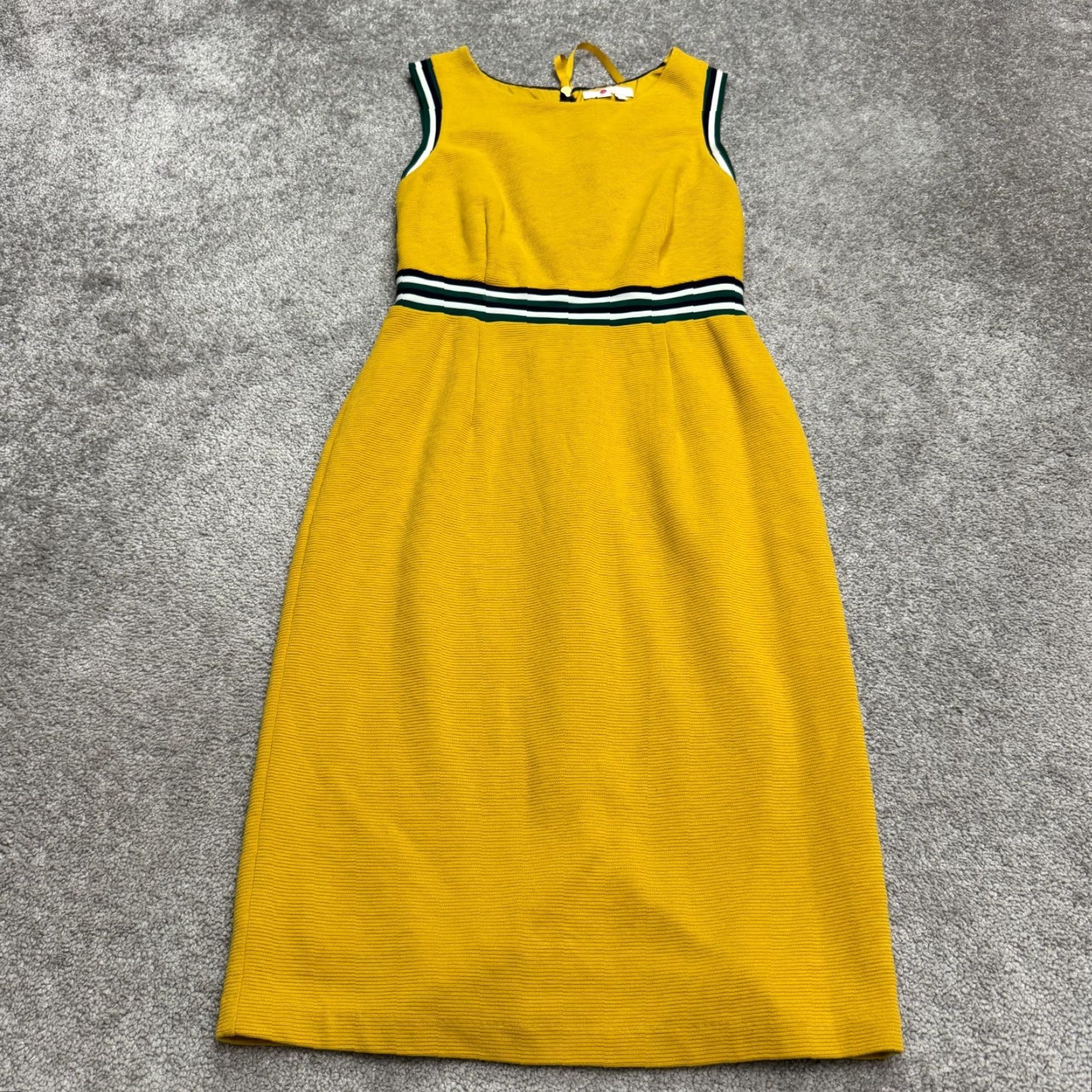 Boden Boden Dress Womens Midi Sheath 6R Mustard Yellow Knit Sleeveless Striped Vintage No Size M / US 6-8 / IT 42-44 - 3 Thumbnail