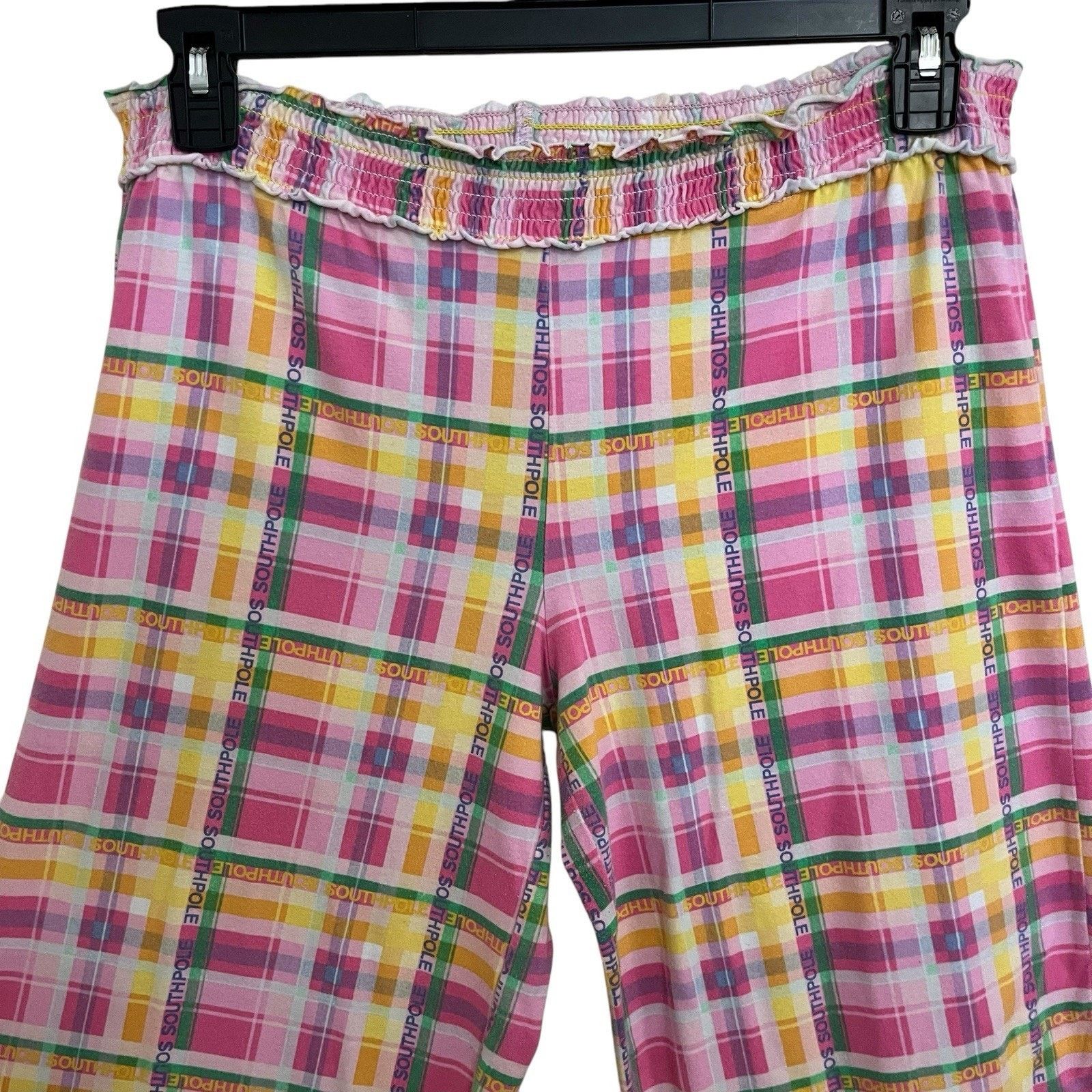 Southpole SouthPole | Pastel Plaid Pajama Capri Pants Large Spellout Size 30" / US 8 / IT 44 - 3 Thumbnail