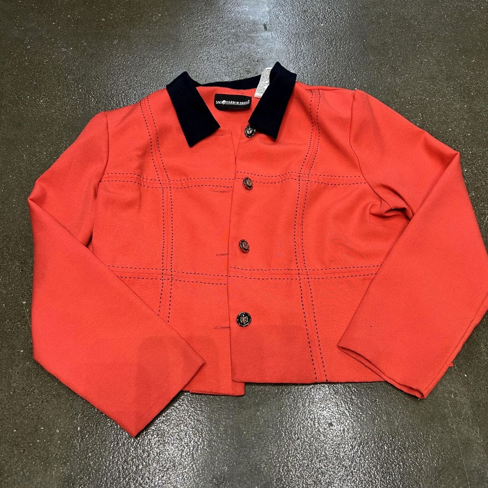 Vintage Sag Harbor Dress Jacket Womens 14 Red Navy Contrast Collar Cropped Button Front Plaid Short Coat Jacket Womens Size XL / US 12-14 / IT 48-50 - 2 Thumbnail