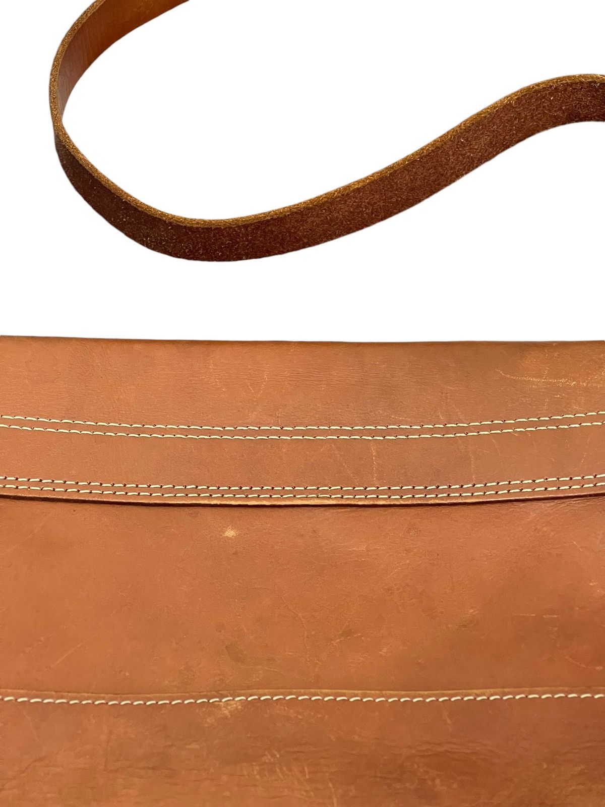 Japanese Brand Full Leather Patina 1203 Mano Fece Cross Body Bag 1🟩2 Size ONE SIZE - 17 Thumbnail