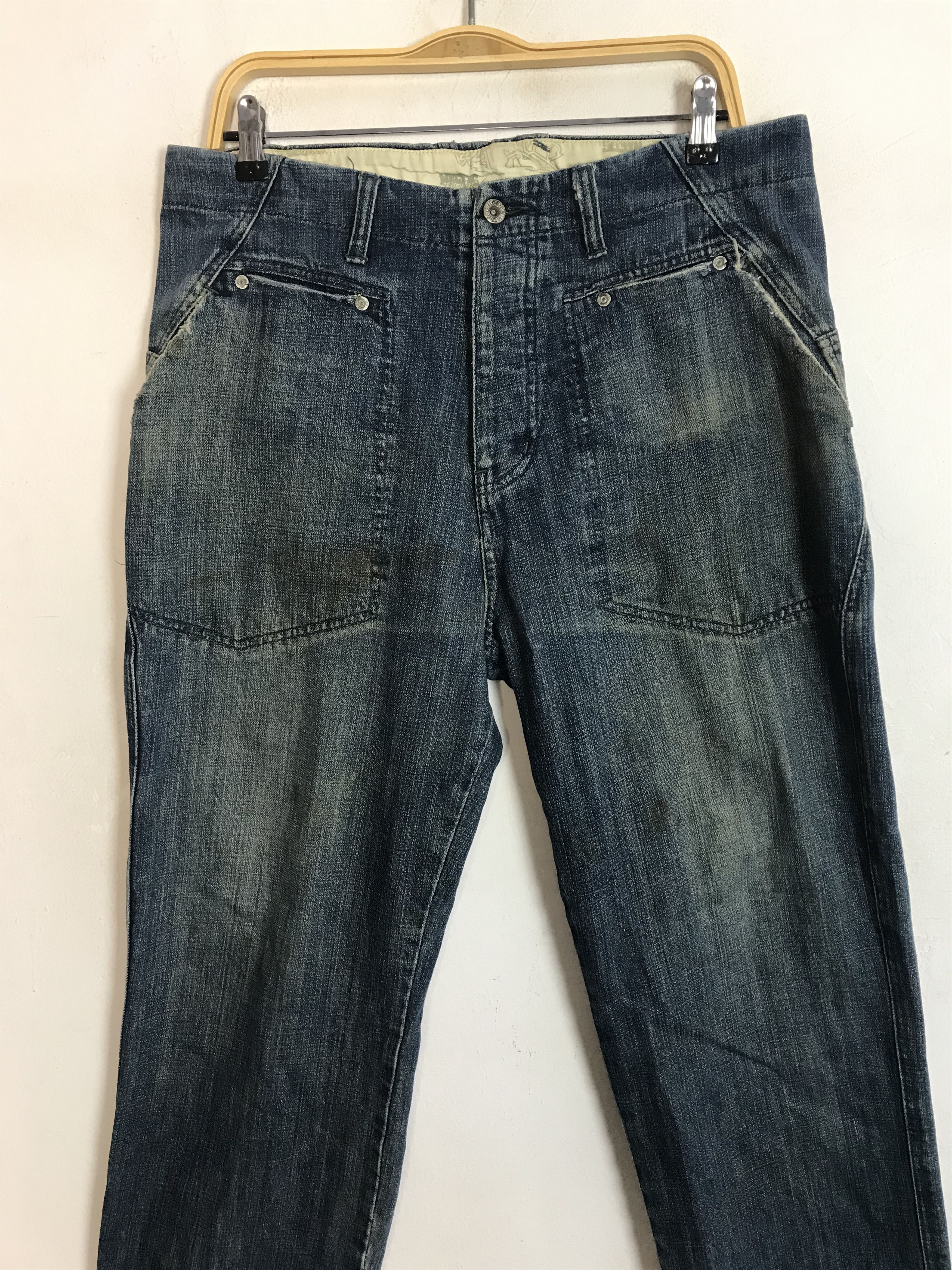 realmad HECTIC Mad Hectic Indigo Denim Jeans Buttonfly Slash Pockets Size US 34 / EU 50 - 3 Thumbnail