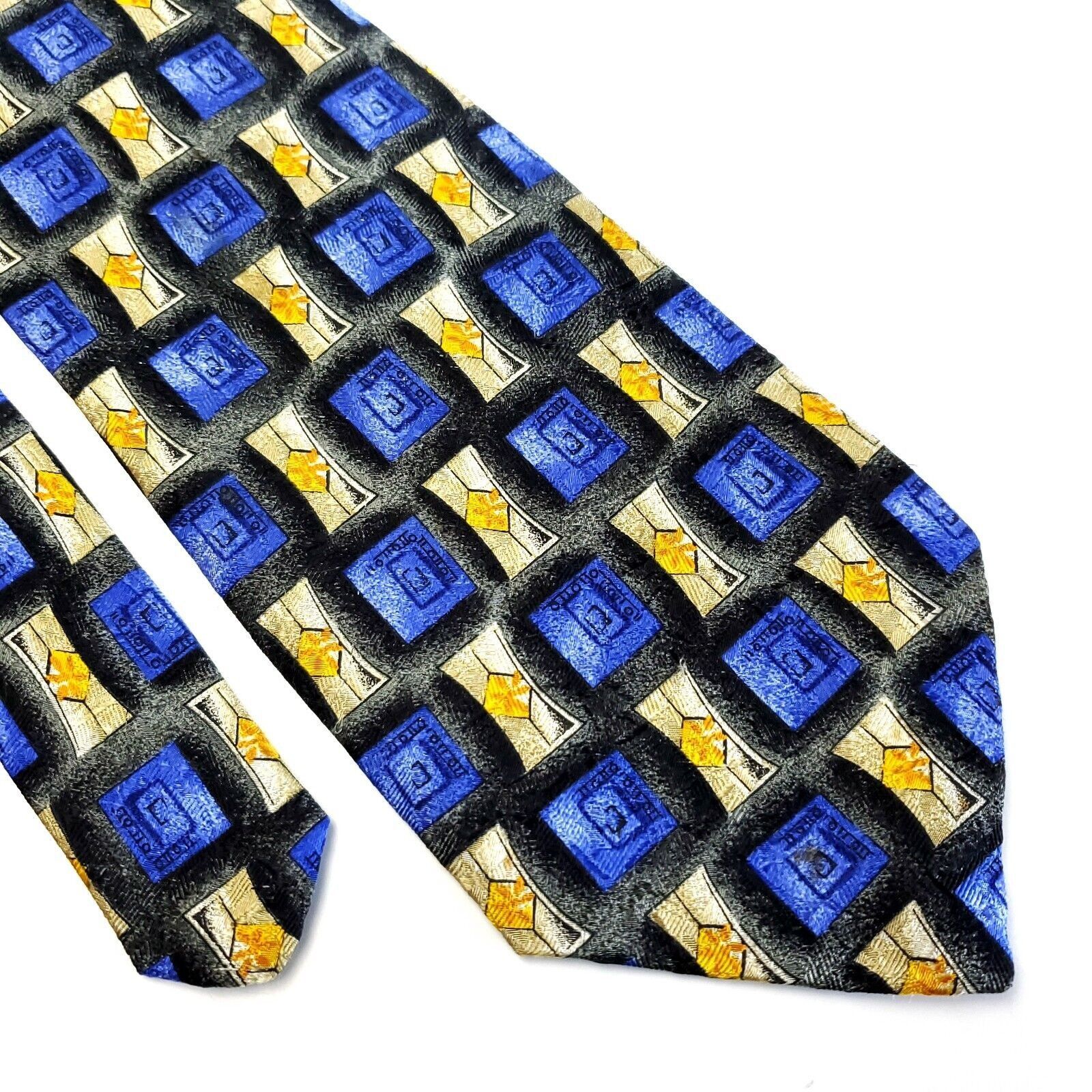 Robert Talbott Robert Talbott Yellow Tan Blue Abstract Print Geometric Wide Size ONE SIZE - 1 Thumbnail