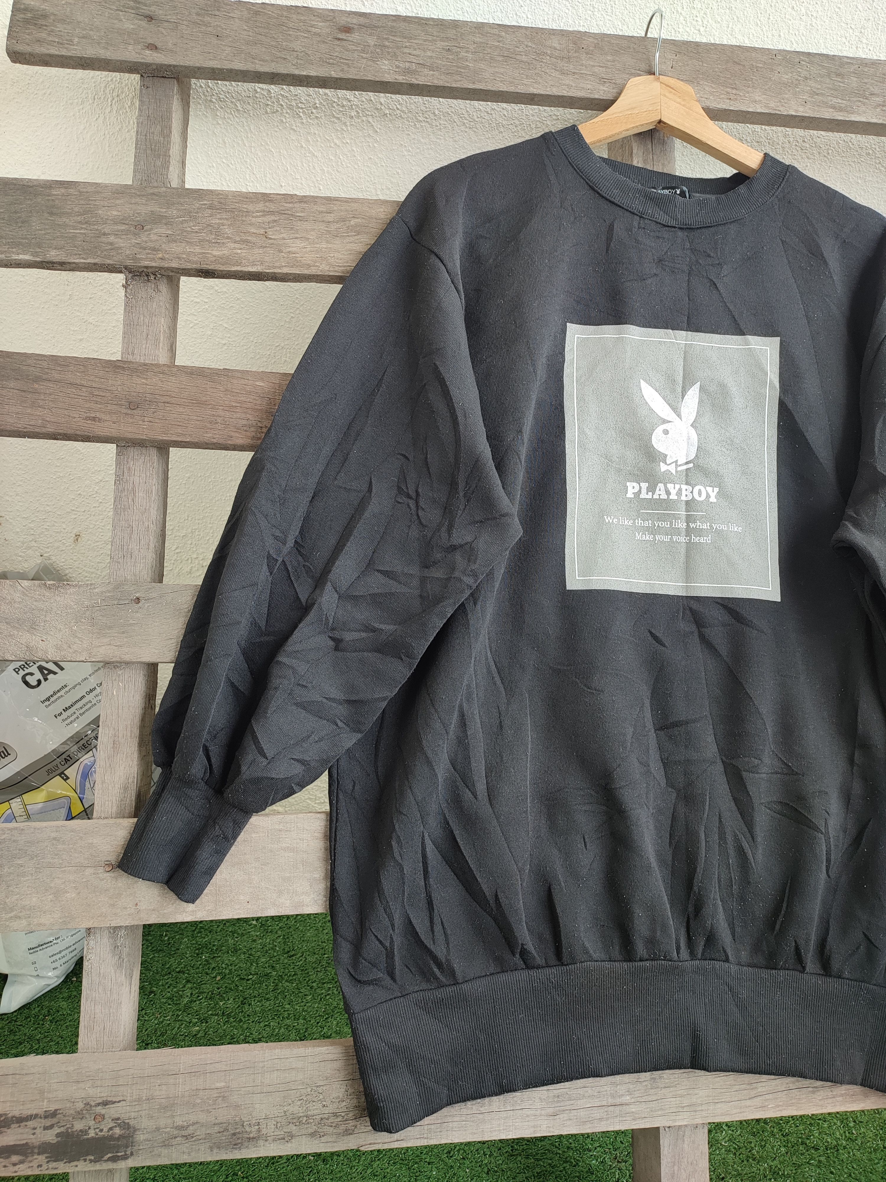 Playboy 💥Vintage 💥 Playboy Box Logo Sweatshirt Size US XL / EU 56 / 4 - 1 Thumbnail
