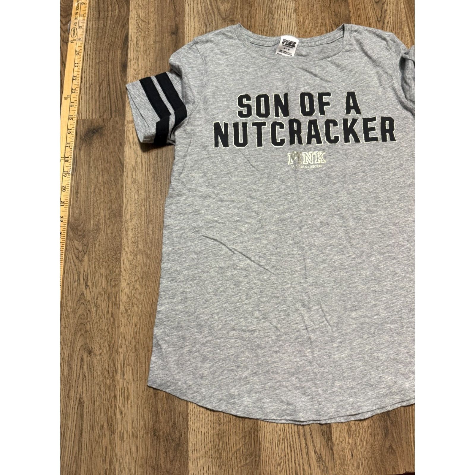 Victoria's Secret Victoria's Secret Pink Shirt Womens Medium Grey Black Gold "SON OF A NUTCRACKER" T-Shirt Size M / US 6-8 / IT 42-44 - 3 Thumbnail