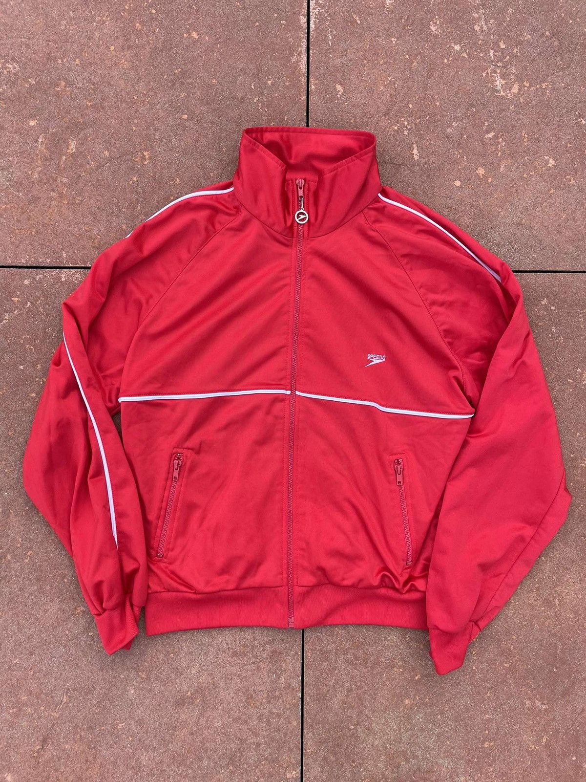 Speedo × Vintage Vintage 90’s Essential Red Speedo Satin Swim Light Jacket Size US M / EU 48-50 / 2 - 1 Thumbnail
