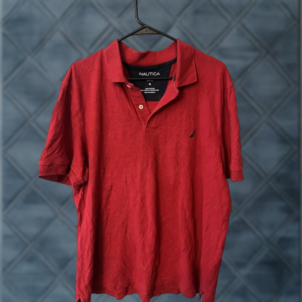 Nautica Nautica Mens XL Red Solid Shirt Polo Short Sleeve Slim Fit Size US XL / EU 56 / 4 - 1 Thumbnail