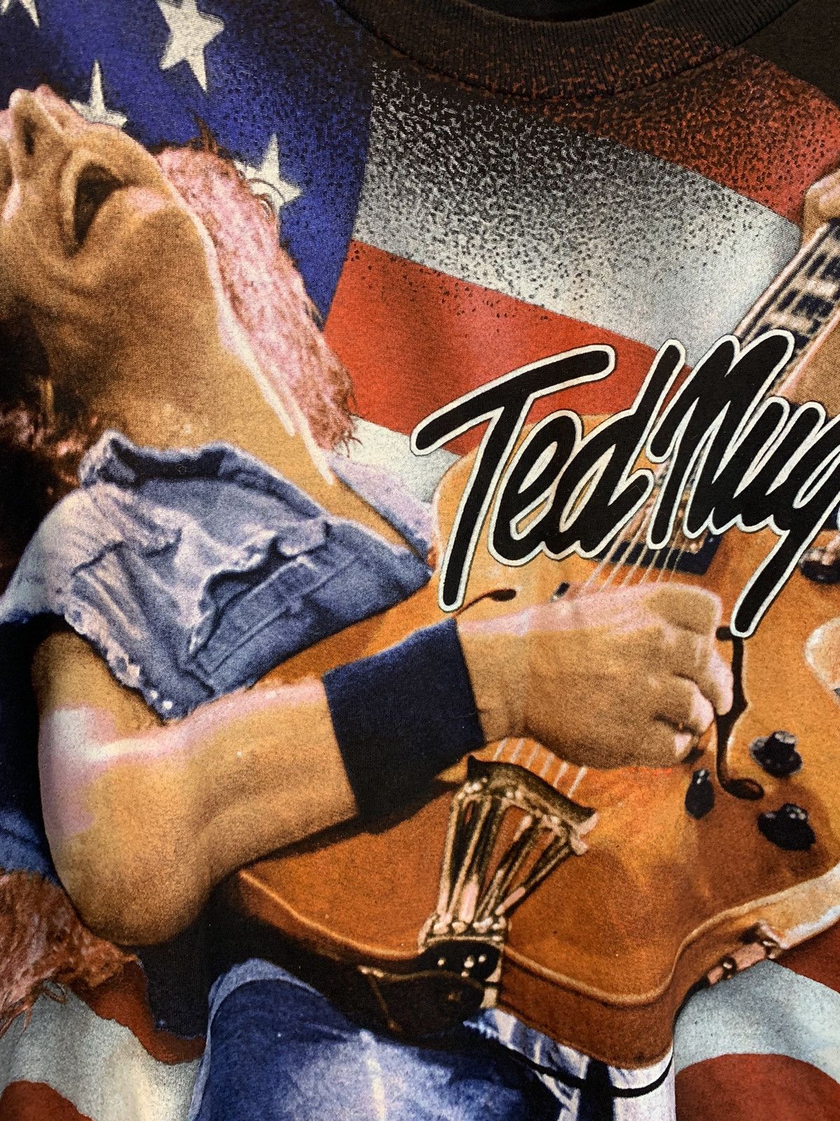 Band Tees × Vintage *RARE* Vintage 90s Ted Nugent One Nation Under Ted AOP Shirt Size US XL / EU 56 / 4 - 5 Thumbnail