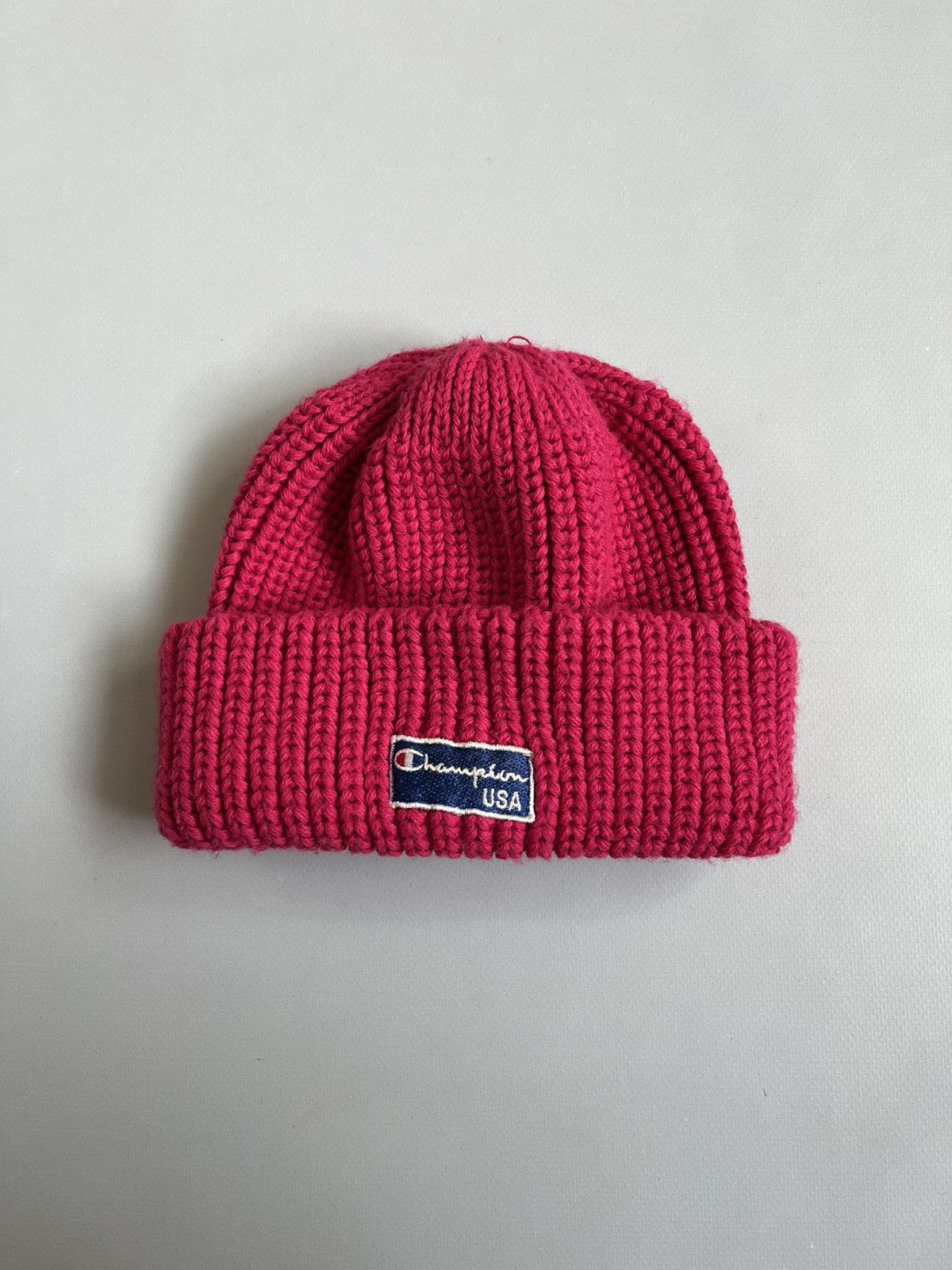 Champion × Vintage Vintage Champion USA Wool Cuffed Ribbed Stretch Knitted Hat Size ONE SIZE - 1 Thumbnail