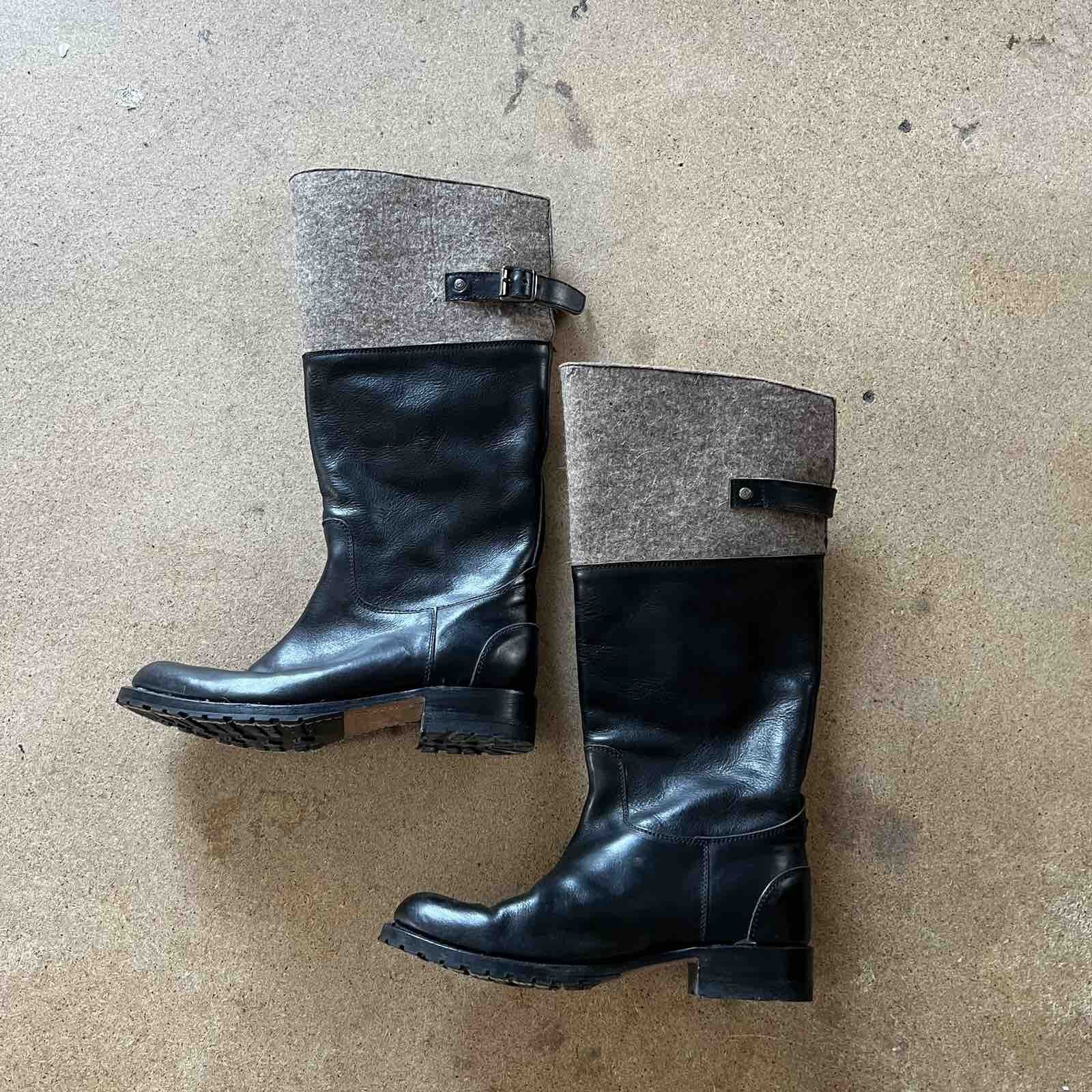 Sendra Sendra Riding High boots womens Black Suede Wool Leather Size US 9 / IT 39 - 2 Thumbnail
