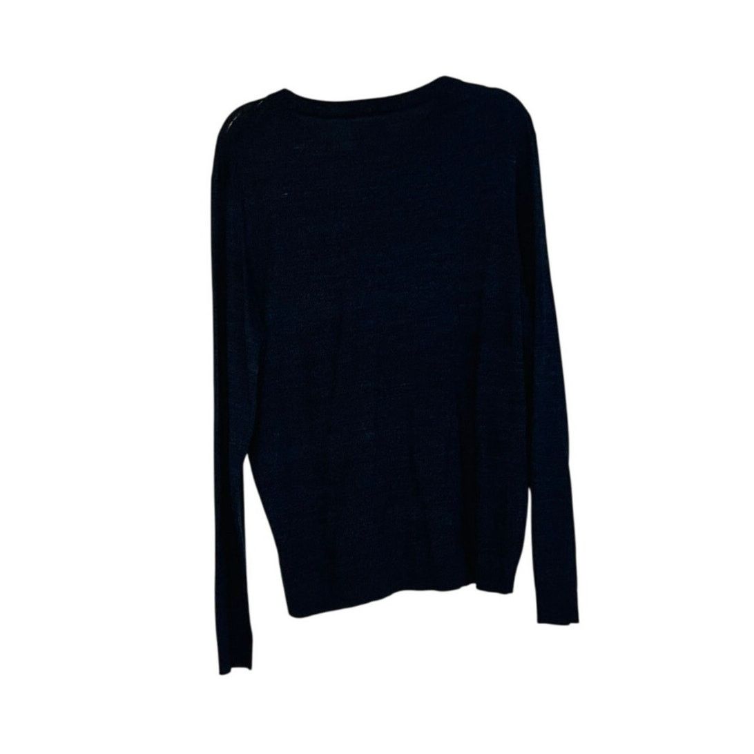 Apt. 9 Dark Navy Blue Soft V Neck Sweater Wool Blend Lightweight L Size US L / EU 52-54 / 3 - 3 Thumbnail