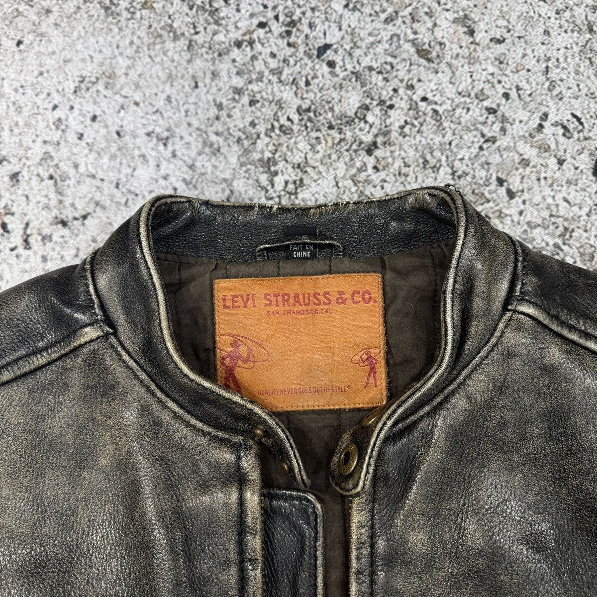 Levi's Vintage Levi's Faded Leather Cafe Racer Style Zip Jacket Size US S / EU 44-46 / 1 - 4 Thumbnail