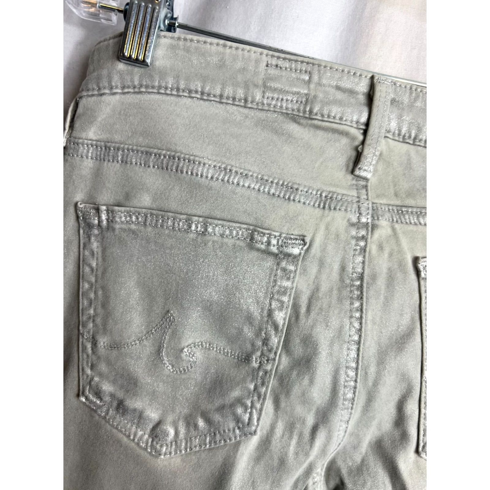 Vintage AG Adriano The Absolute Legging Extreme Skinny Coated Jean Women 26 Silver USA Size 26" / US 2 / IT 38 - 4 Thumbnail