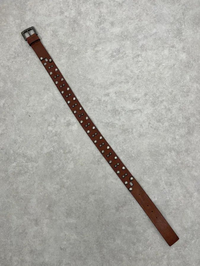 Roberto Cavalli Studded Brown Leather Belt