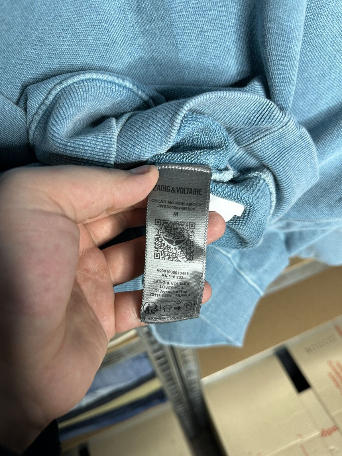 Zadig & Voltaire Zadig & Voltaire Oscar Mon Amour Blue Wash Sweatshirt Size M Size M / US 6-8 / IT 42-44 - 6 Thumbnail