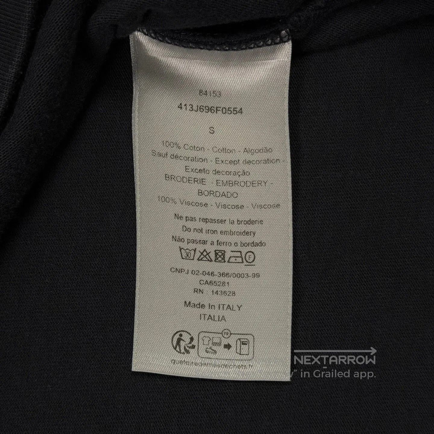 Dior Dior 1947 Embroidered Logo Black Tee. Size US S / EU 44-46 / 1 - 7 Thumbnail