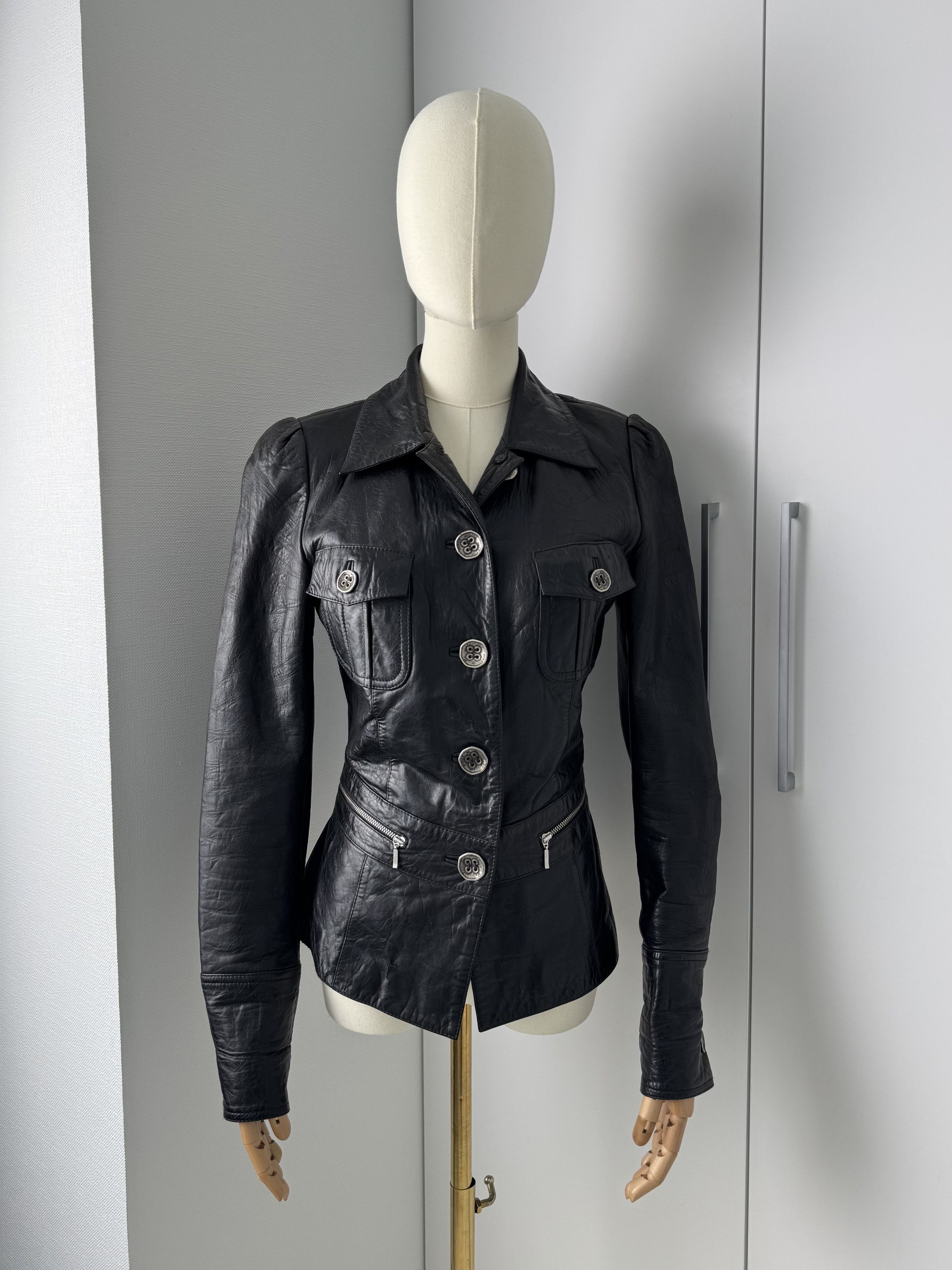 Genuine Leather Vintage Leather Jacket Womens Fitted Button Up Blazer Style Size S / US 4 / IT 40 - 1 Thumbnail