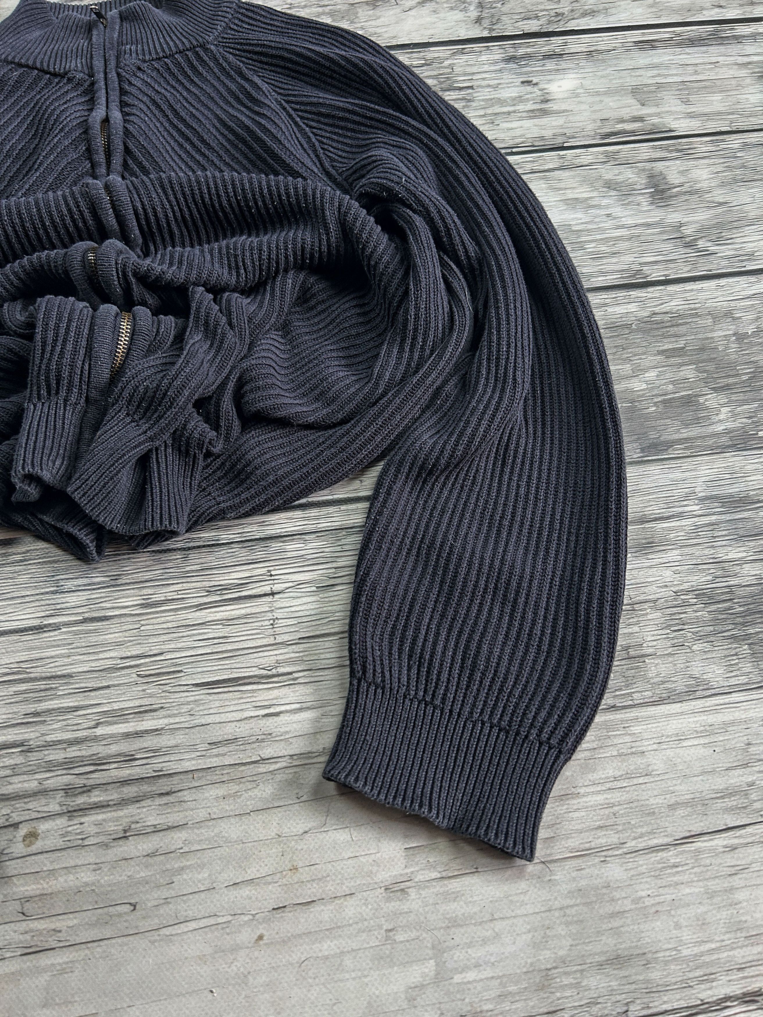 Vintage Ribbed Knit Zip Sweater Cropped Dark Minimalist Archive Size US M / EU 48-50 / 2 - 4 Thumbnail