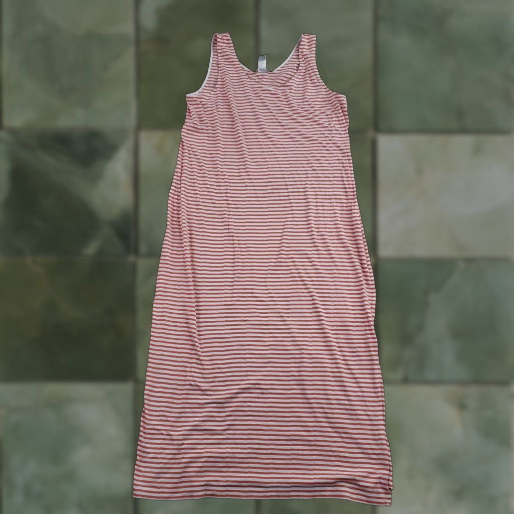 Hanro Hanro Dress Womens Small Orange White Striped Sleeveless Tank Midi Cotton Modal Jersey Scoop Neck Pullover Casual Travel Size S / US 4 / IT 40 - 1 Thumbnail