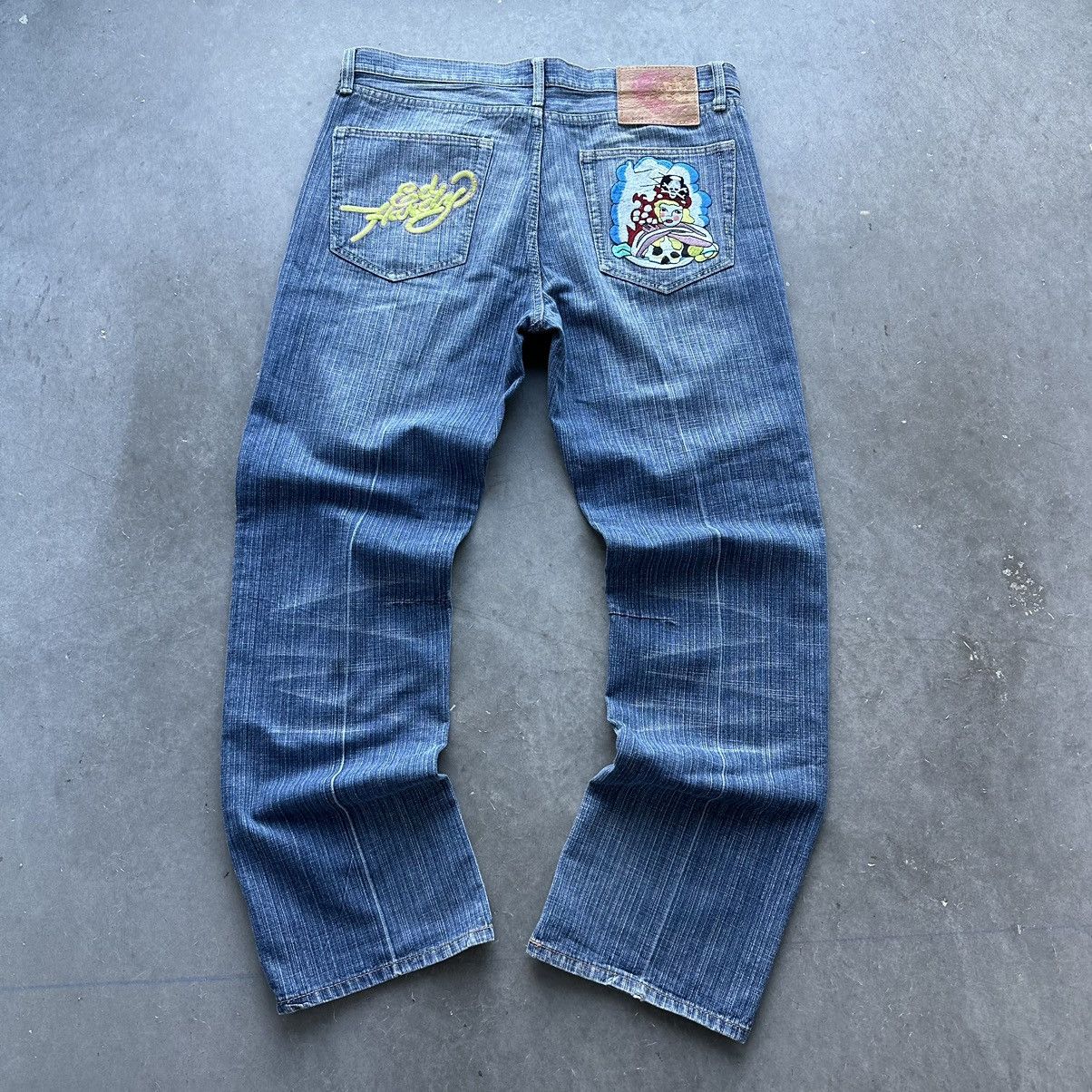 image of Crazy Vintage Y2K Ed Hardy Jeans Baggy Embroidered Grunge in Blue, Men's (Size 38)