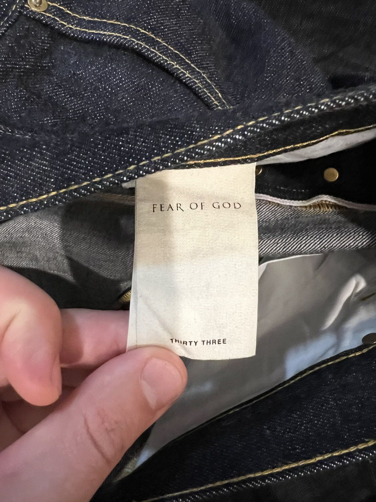 Fear of God Fear of God Navy Blue Denim Zipped Hem Slim Fit size 33 Size US 33 - 4 Thumbnail
