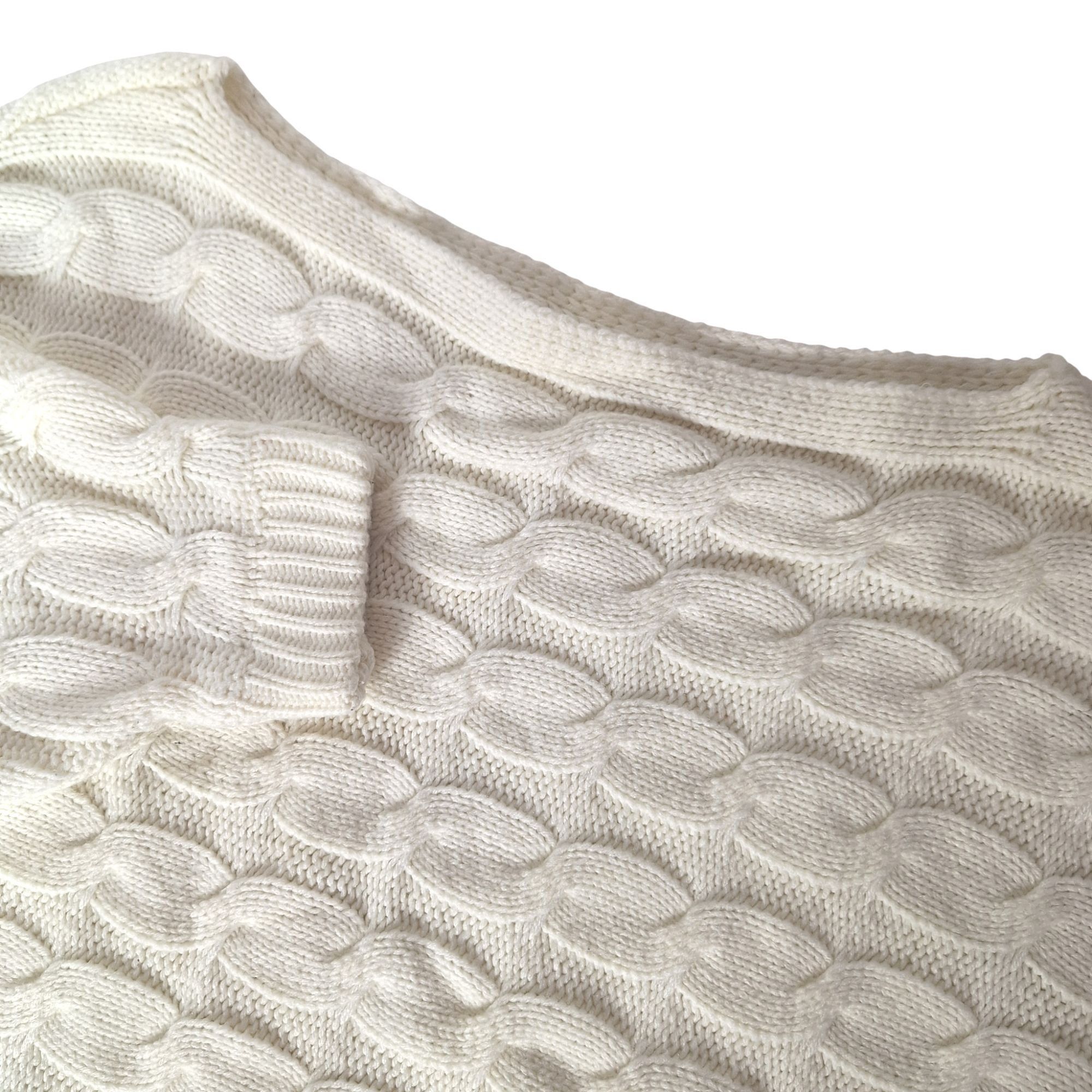 Other Cream Cable Knit Oversized Sweater Batwing Sleeve Cozy Chunk Size ONE SIZE - 1 Thumbnail