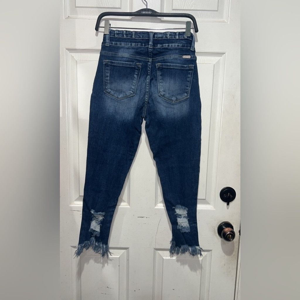 Kancan USA Kancan mid rise blue denim jeans with distressed details Size 27" / US 4 / IT 40 - 2 Thumbnail